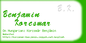 benjamin korcsmar business card
